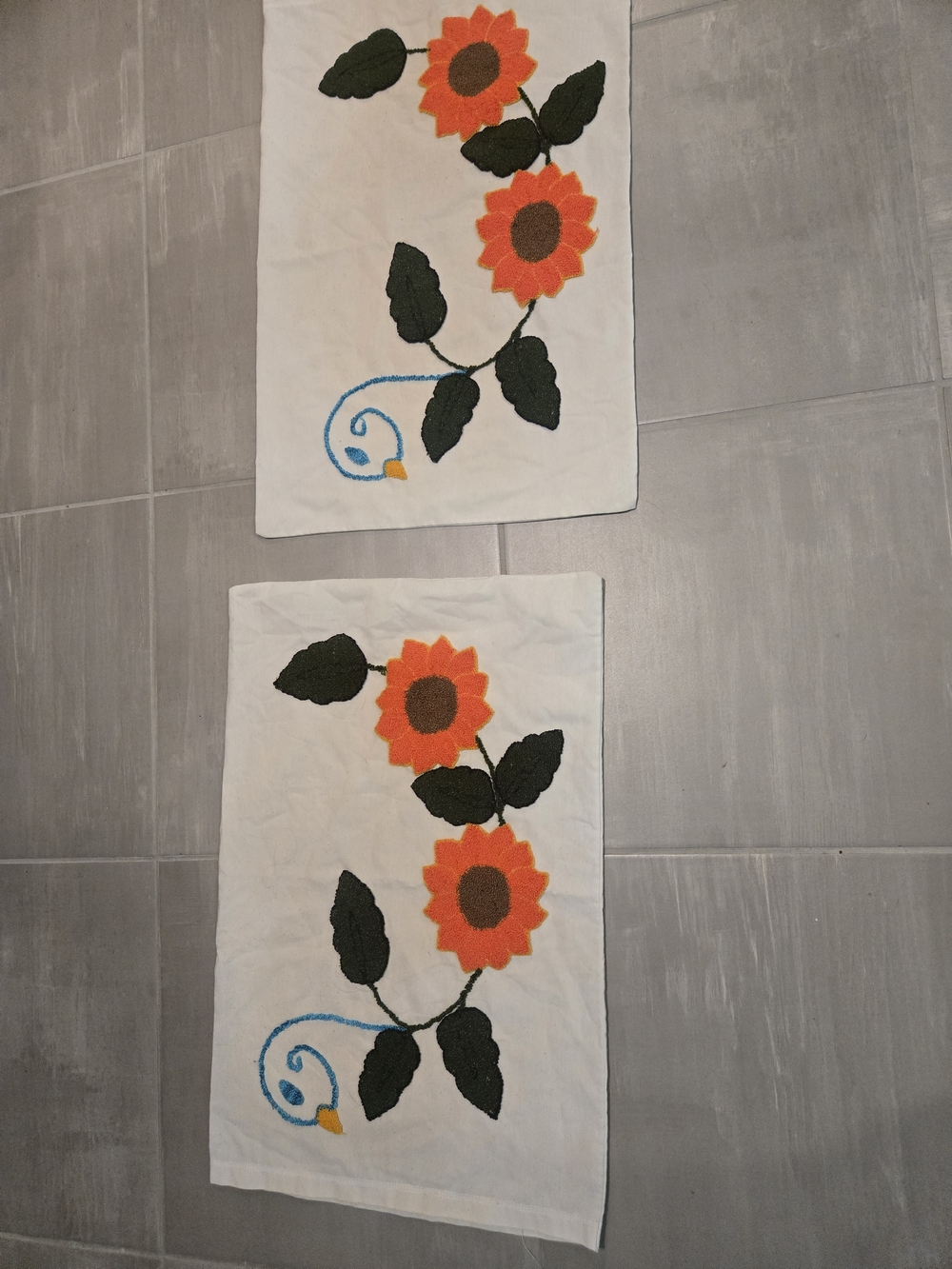 Vintage Russian Swan And Sunflower Embroidered Pillow Cases